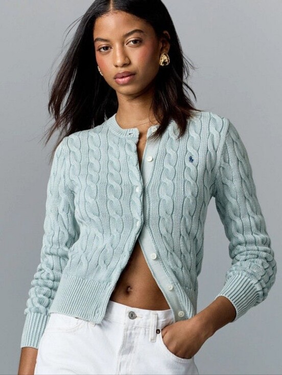 Polo Ralph Lauren Sweaters - Polo Ralph Lauren Cable-Knit Cotton Crewneck Cardigan M